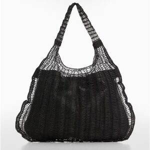 NWT! Mango (MNG) Black Mesh pattern shopper bag